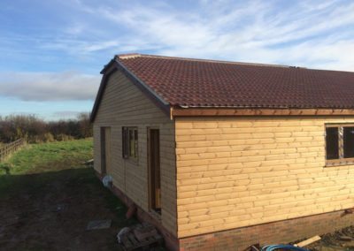 Side aspect of new timber house build