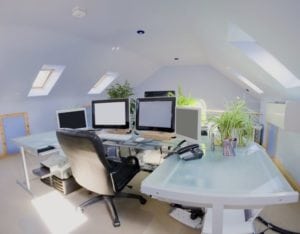 Home office built with sky lights